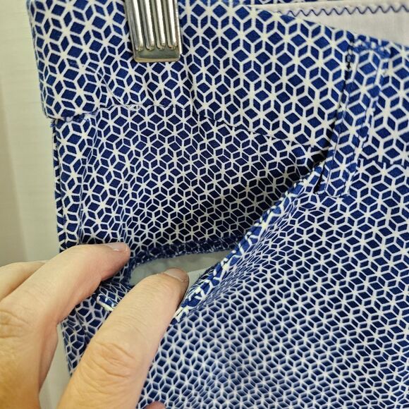 Dalia Blue Geometric Print Cropped Pants Size 6 - Picture 10 of 11